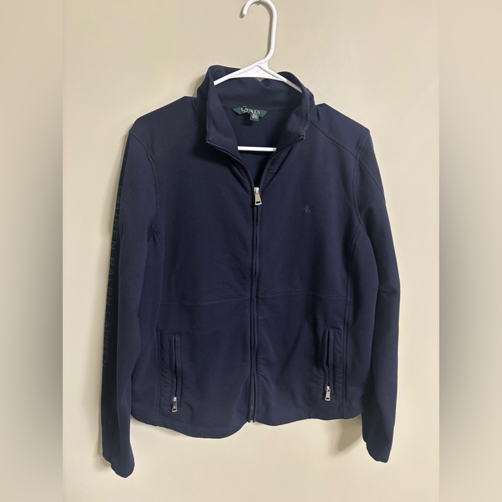 Ralph Lauren LRL Stretch Zipper Front Jacket Womens Size XXL Navy Lightweight